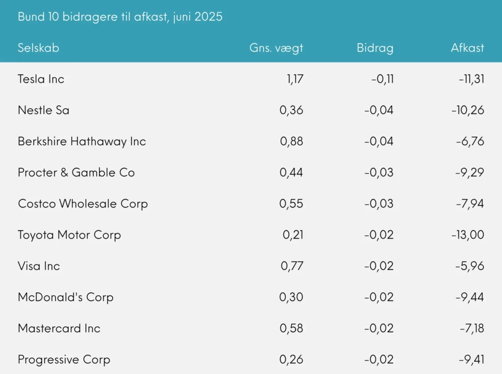 Great Dane INDEX+ juni 2025 bund 10 bidragere til afkast