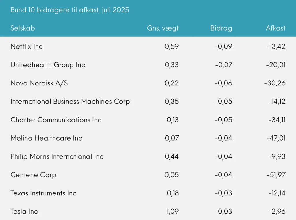 Great Dane INDEX+ juli 2025 bund 10 bidragere til afkast