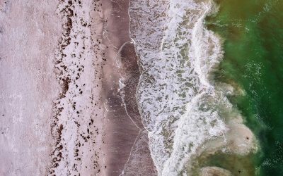 Luftfoto af havets bølger og skum ved kystlinjen – sektion: Bestyrelse